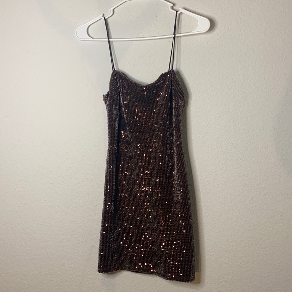 Brown sequin dress